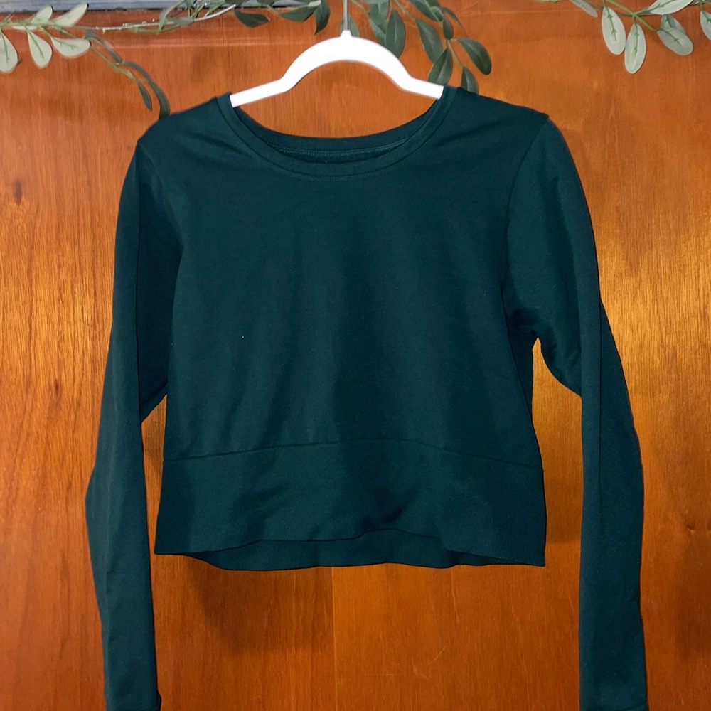 Forest Green Seamless Long Sleeve Cropped T-Shirt